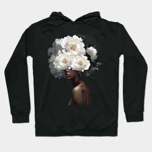 White Flower On Black Women African American Women Hoodie